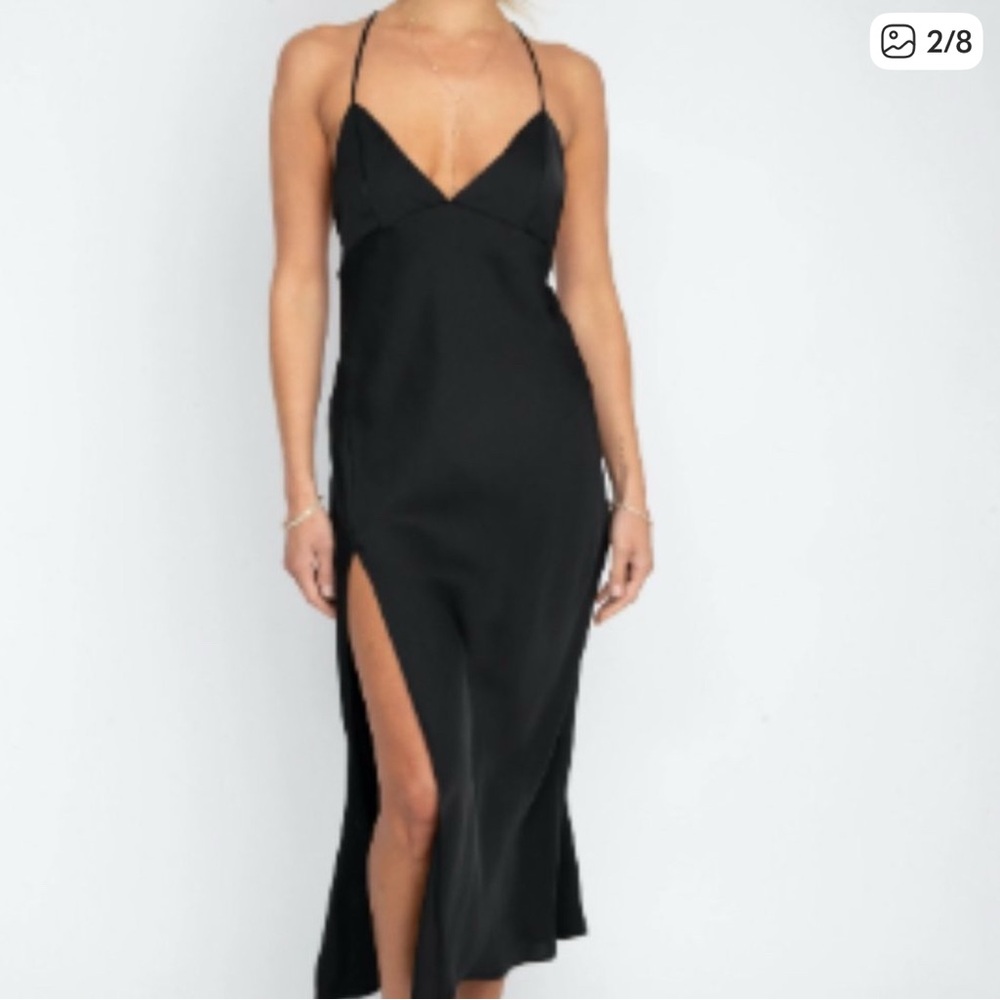 RESA Black Midi Dress with Spaghetti Straps
